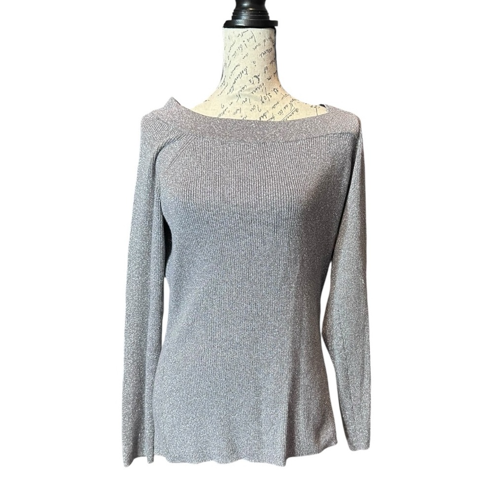 New York & Company Metallic Gray Sweater Size Medium